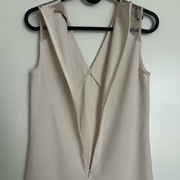 AllSaints Womens Dress US 0 Beige Pink Mesh Lace Sleeveless V-Neck Zip Closure - Picture 5 of 9